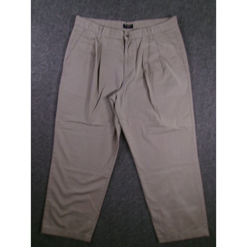 Dockers Khakis Pants Men 38X29 Beige Pleated Straight Leg Office Vintage Y2K